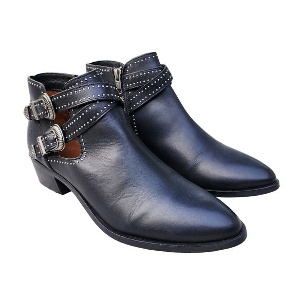 Frye Ray Western Shootie Double Buckle Ankle Boots 10 - Picture 12 of 12